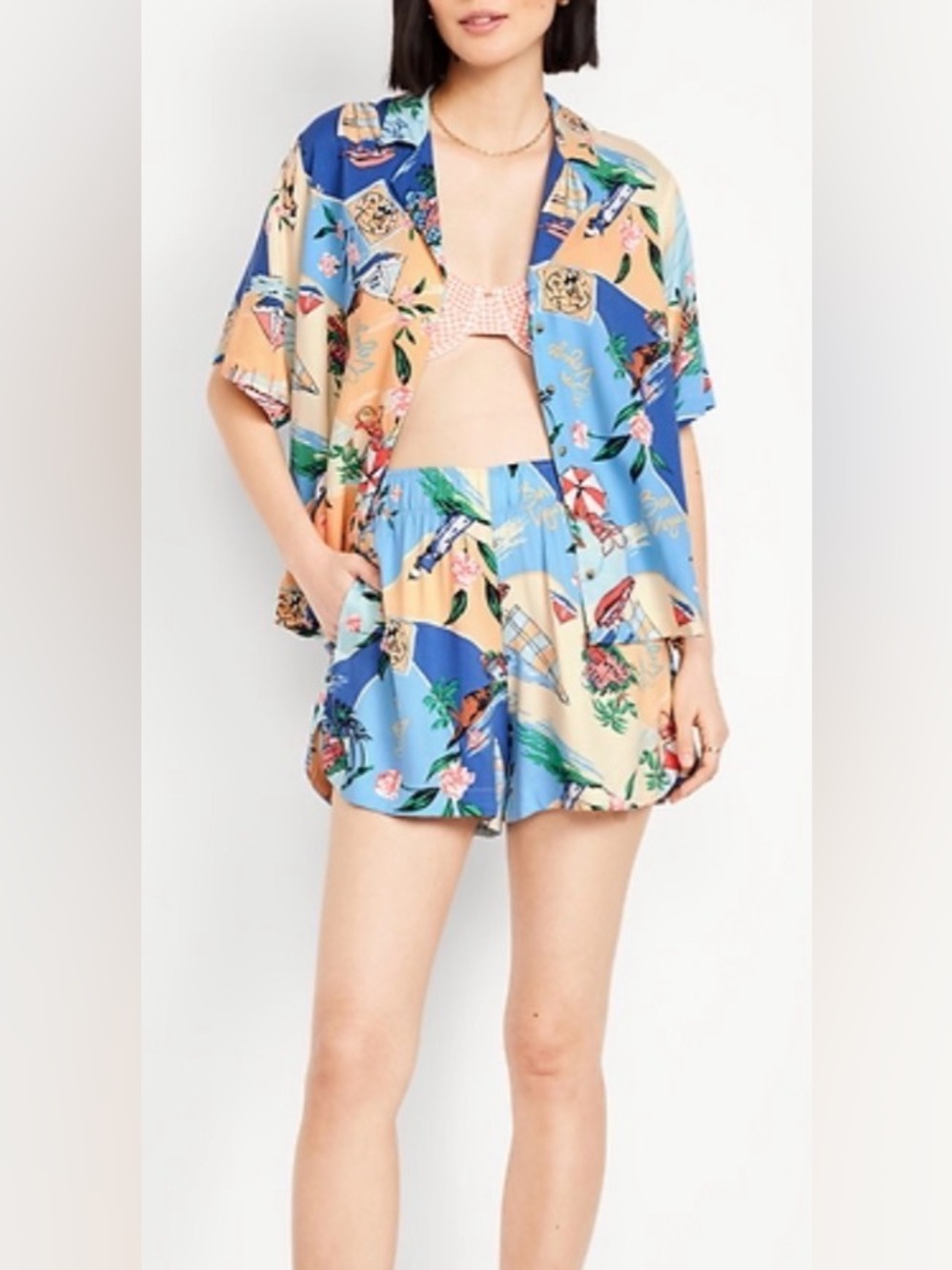 Old Navy High Waisted Tropical Print Shorts, sz M